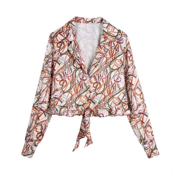 Zara Printed Tie Blouse & Skort Set - Picture 5 of 13